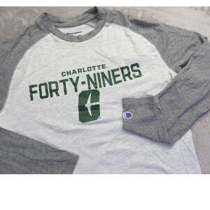 Charlotte Forty-Niners Men's M Raglan Baseball Tee Grey White Champion